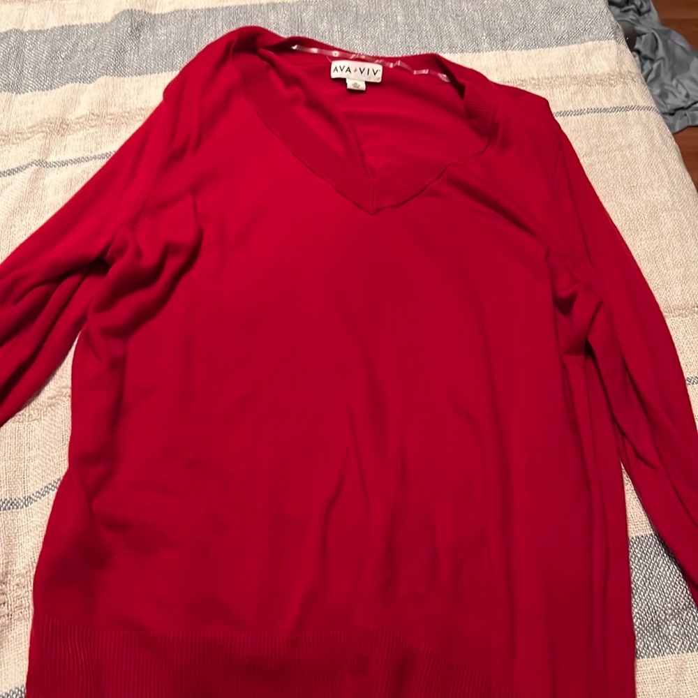 Ava Viv red sweater blouse